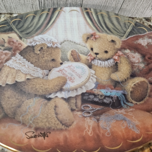 Franklin Mint FRIENDS ARE FUR-EVER Bear Collector's Plate Sue Willis Franklin - Picture 6 of 11